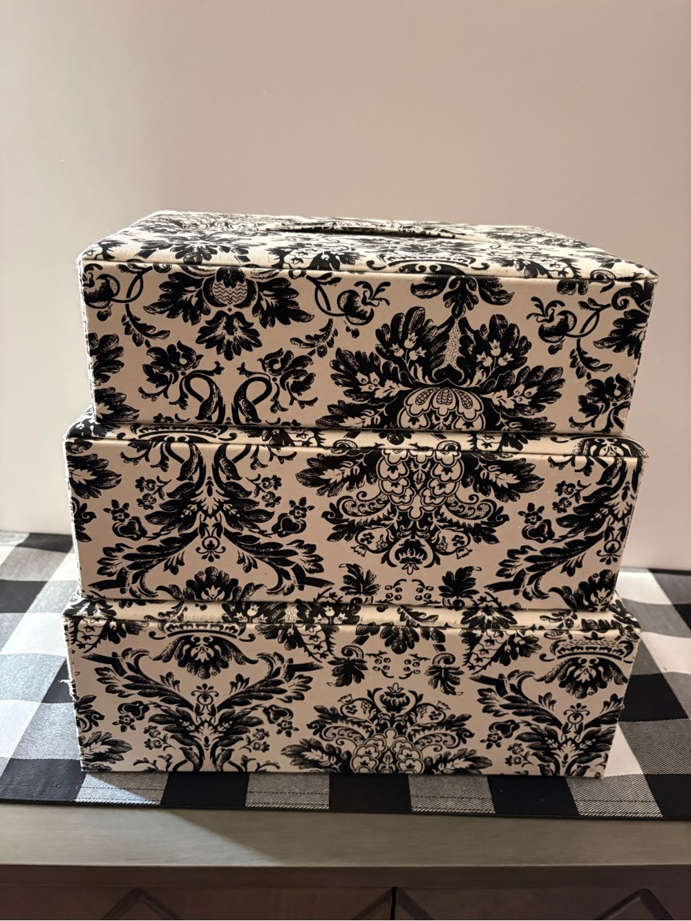 VTG Damask Rectangular Decorative Stacked Storage Boxes
